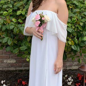 Tobi White Off-Shoulder Maxi Dress (XS)